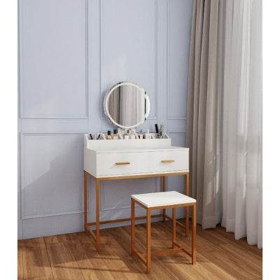 Modern White and Gold Vanity Set - Mahovastore