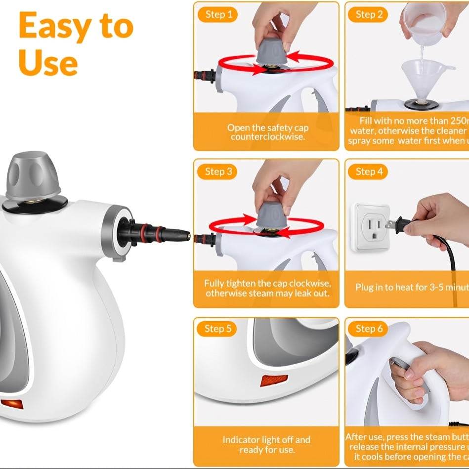 5-in-1 Portable Cleaning Steamer with 12 Accessories - Mahovastore