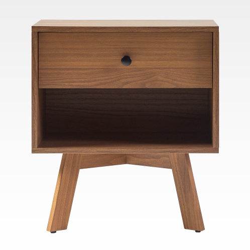 Mid-Century Modern 1-Drawer Nightstand - Mocha - Mahovastore