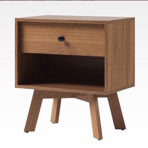 Mid-Century Modern 1-Drawer Nightstand - Mocha - Mahovastore