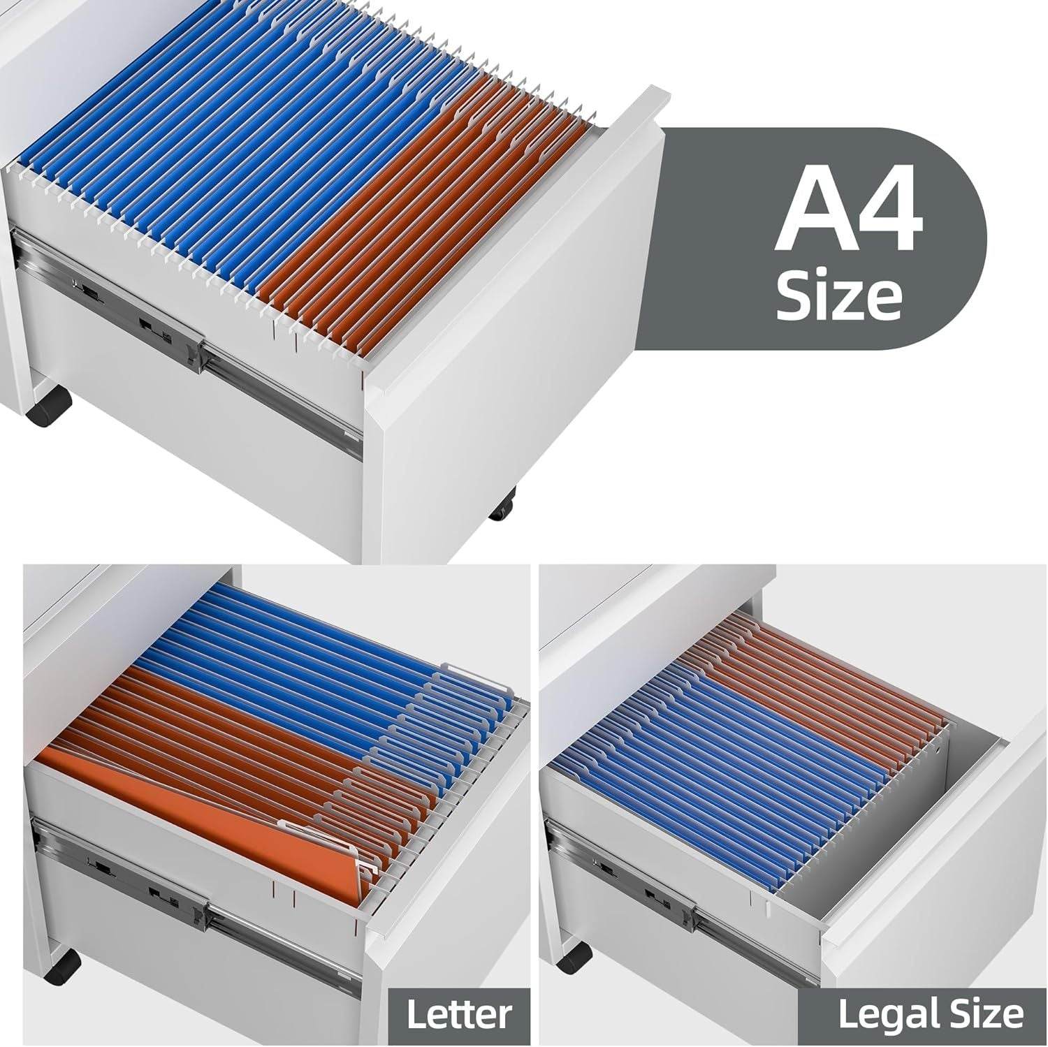 Drawer Under Desk Mobile File Cabinet with Lock - Mahovastore