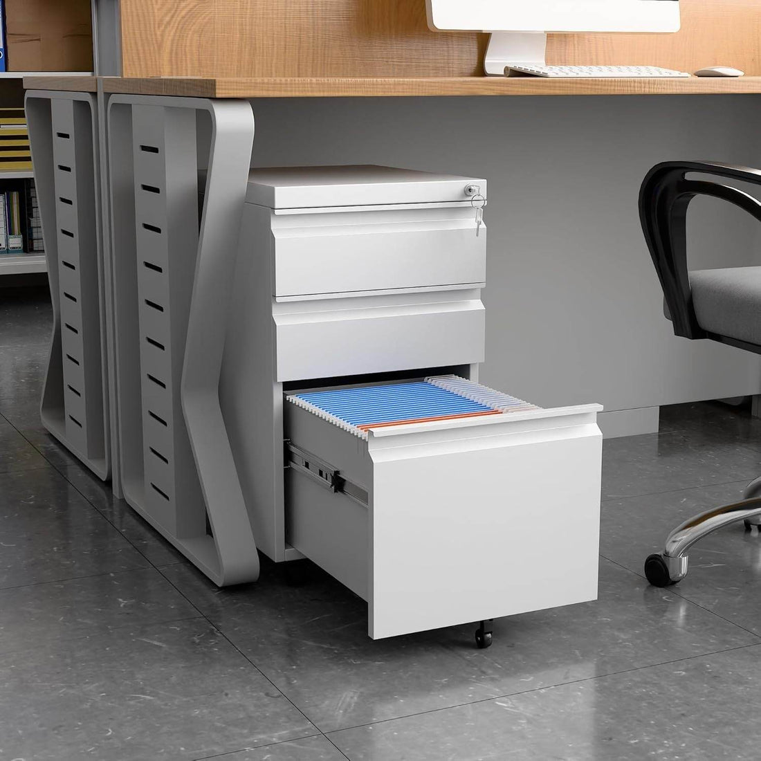 Drawer Under Desk Mobile File Cabinet with Lock - Mahovastore