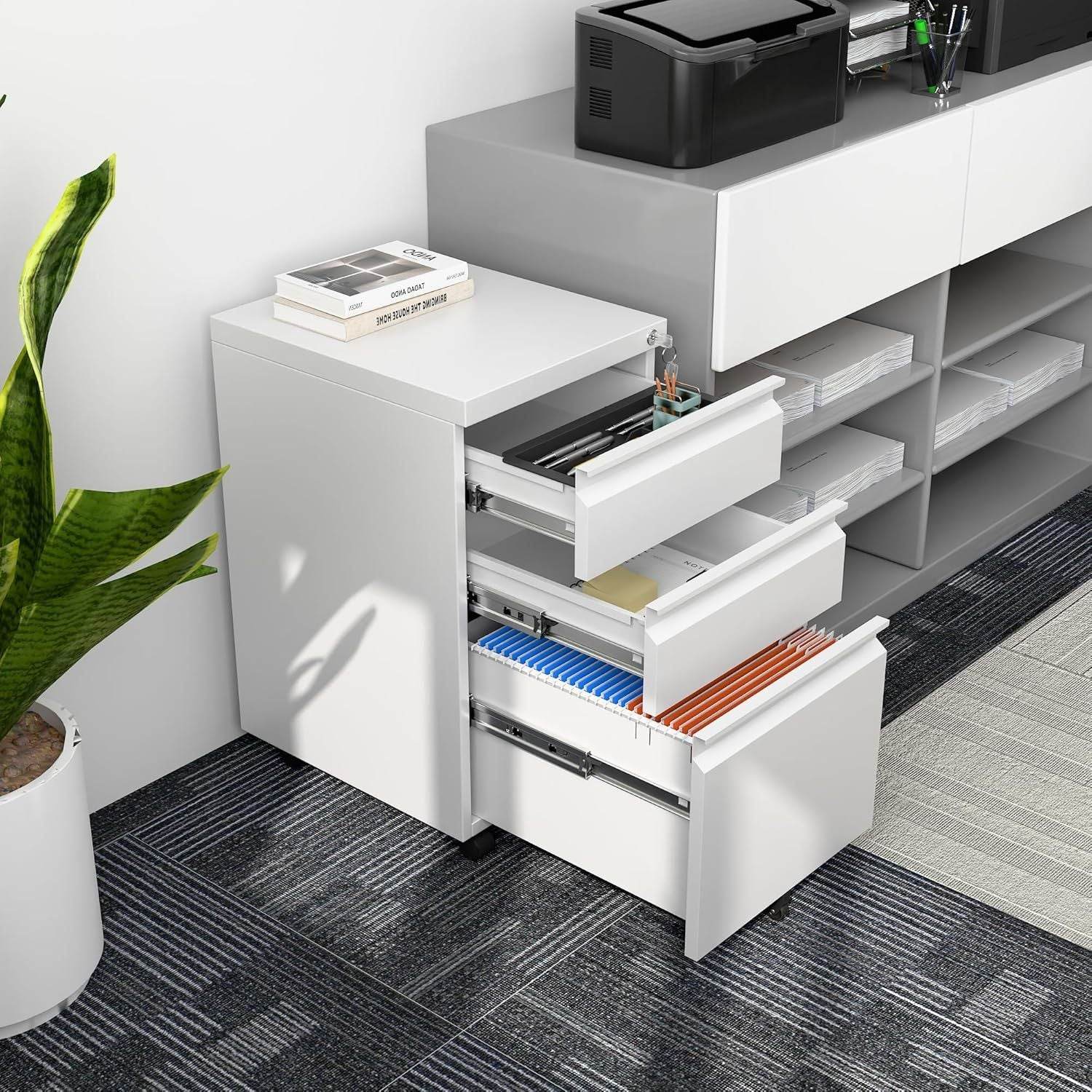 Drawer Under Desk Mobile File Cabinet with Lock - Mahovastore