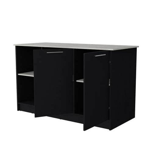 Black & Onyx Double Door Kitchen Island - Modern Kitchen Furniture - Mahovastore