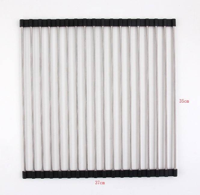 Folding Stainless Steel Kitchen Rack – Space-Saving Storage - Mahovastore