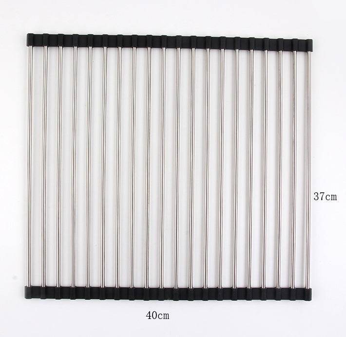 Folding Stainless Steel Kitchen Rack – Space-Saving Storage - Mahovastore