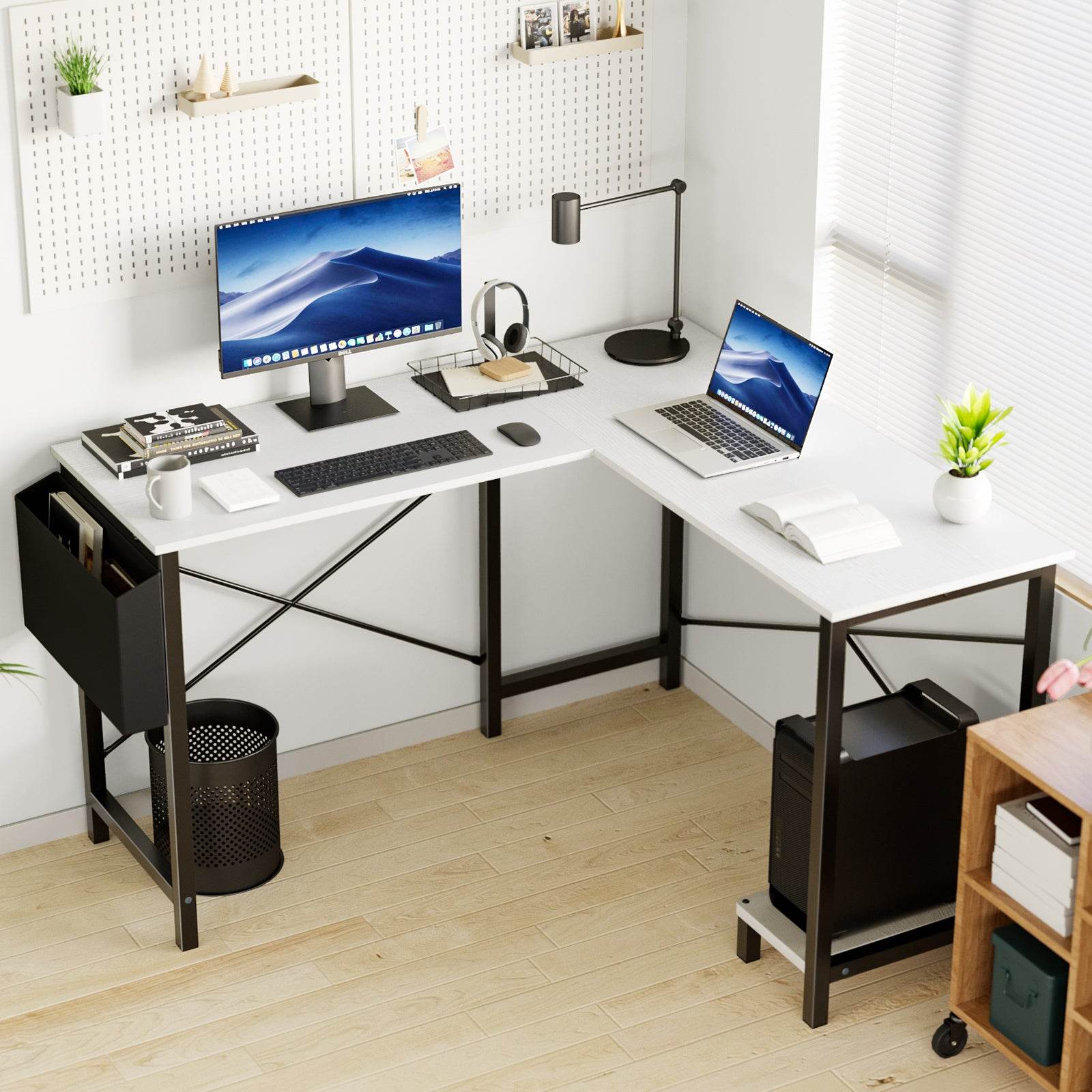 L-Shaped Computer Desk with Storage - Perfect Computer Shelf - Mahovastore