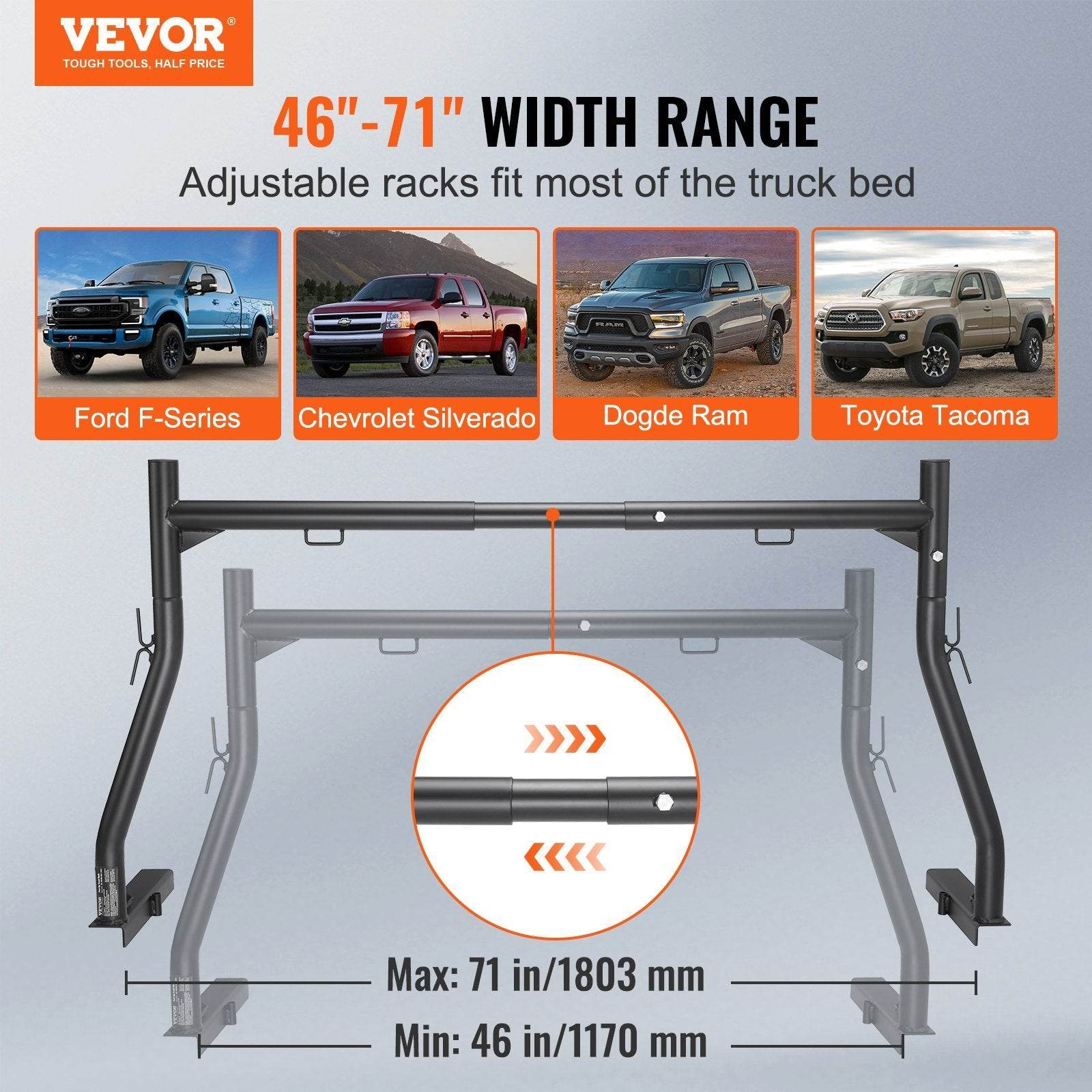 VEVOR Extendable Truck Ladder Rack - Mahovastore