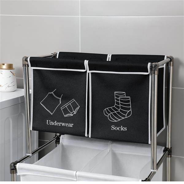 2-Tier Laundry Basket with 4 Bags for Easy Laundry Sorting - Mahovastore