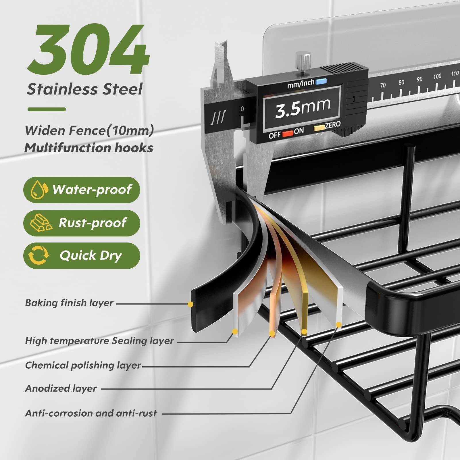 Heavy Duty Wall Mounted Shower Shelf – Bathroom Storage - Mahovastore