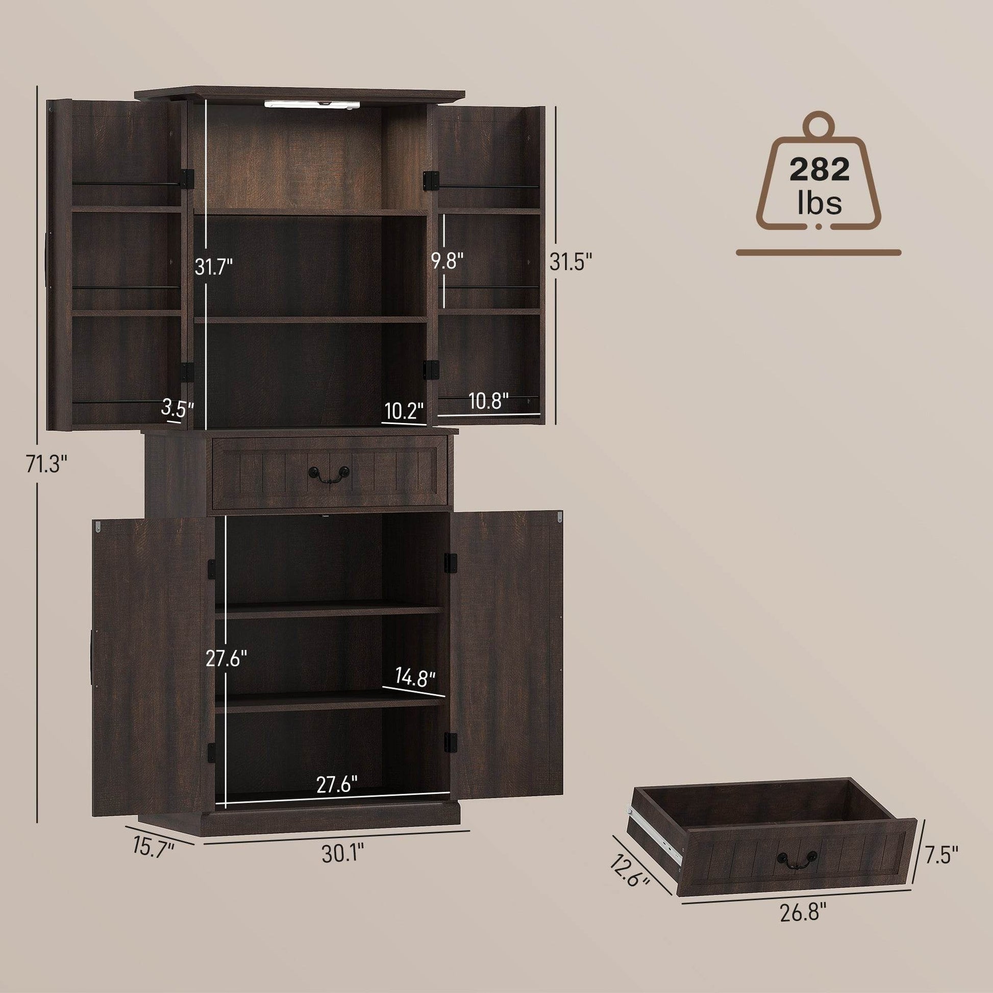 LED Kitchen Pantry Storage Cabinet - Mahovastore