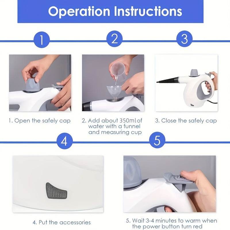 5-in-1 Portable Cleaning Steamer with 12 Accessories - Mahovastore