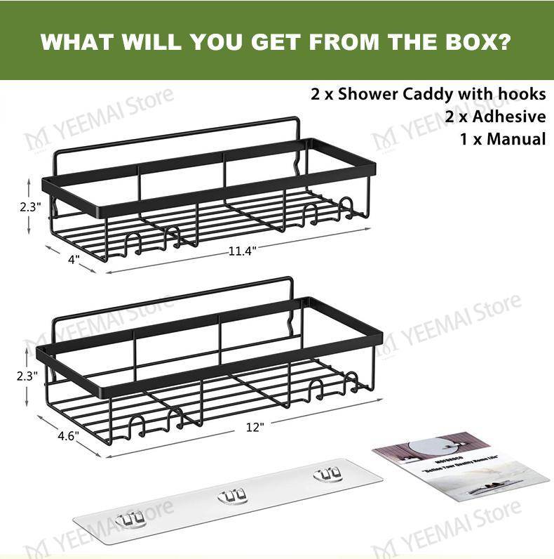 Heavy Duty Wall Mounted Shower Shelf – Bathroom Storage - Mahovastore