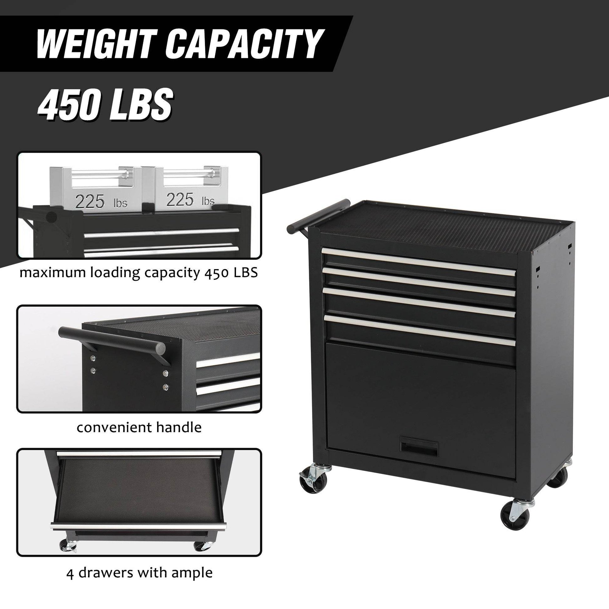 4-Drawer Rolling Tool Cabinet – Durable & Mobile Storage - Mahovastore