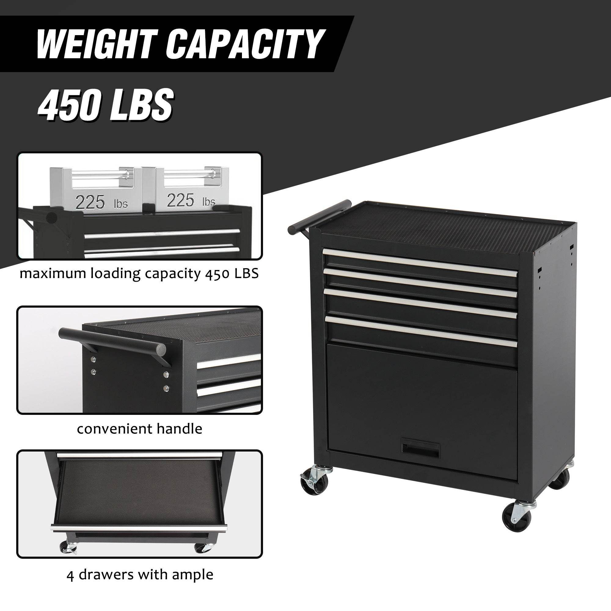 4-Drawer Rolling Tool Cabinet – Durable & Mobile Storage - Mahovastore