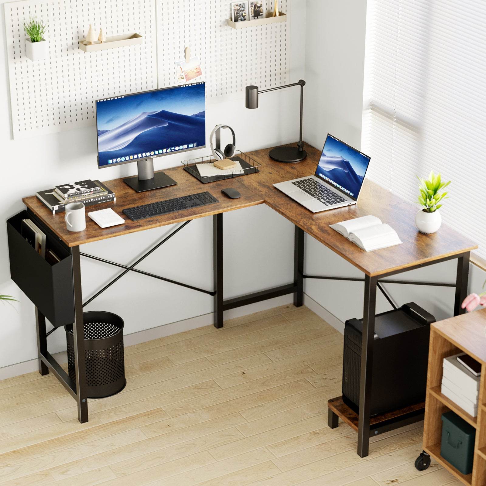 L-Shaped Computer Desk with Storage - Perfect Computer Shelf - Mahovastore