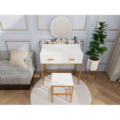 Modern White and Gold Vanity Set - Mahovastore
