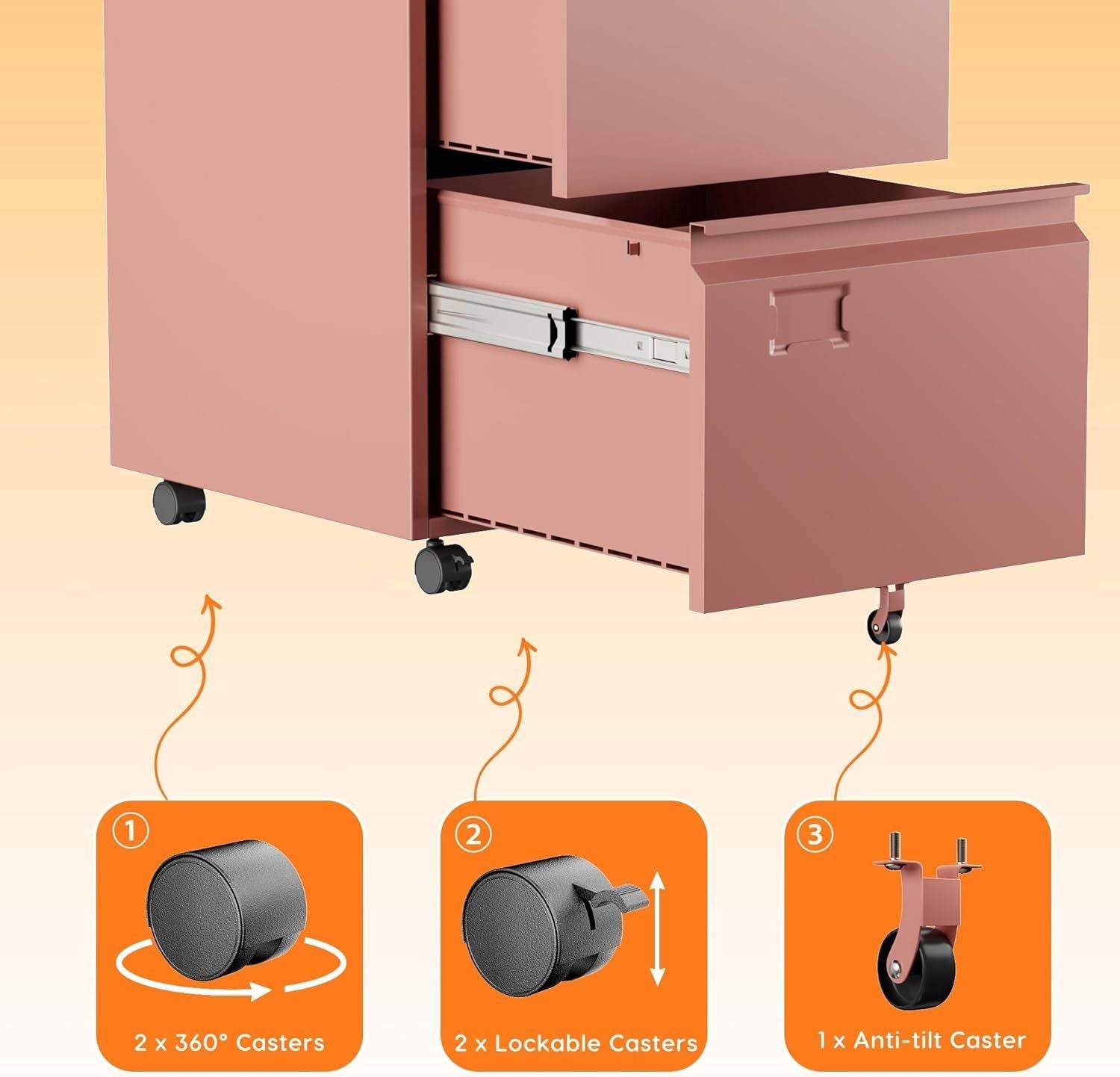 2-Drawer Mobile File Cabinet with Lock - Mobile Cabinet - Mahovastore