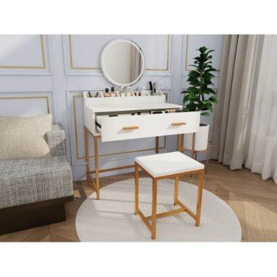 Modern White and Gold Vanity Set - Mahovastore