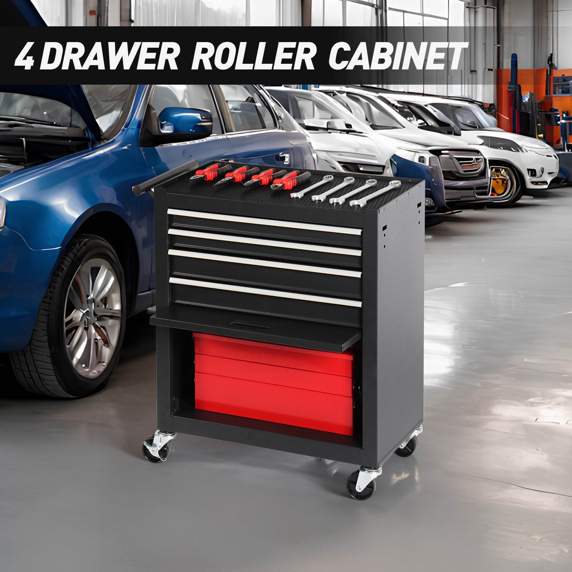 4-Drawer Rolling Tool Cabinet – Durable & Mobile Storage - Mahovastore