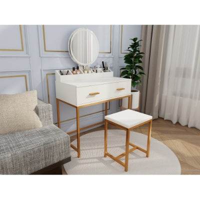 Modern White and Gold Vanity Set - Mahovastore
