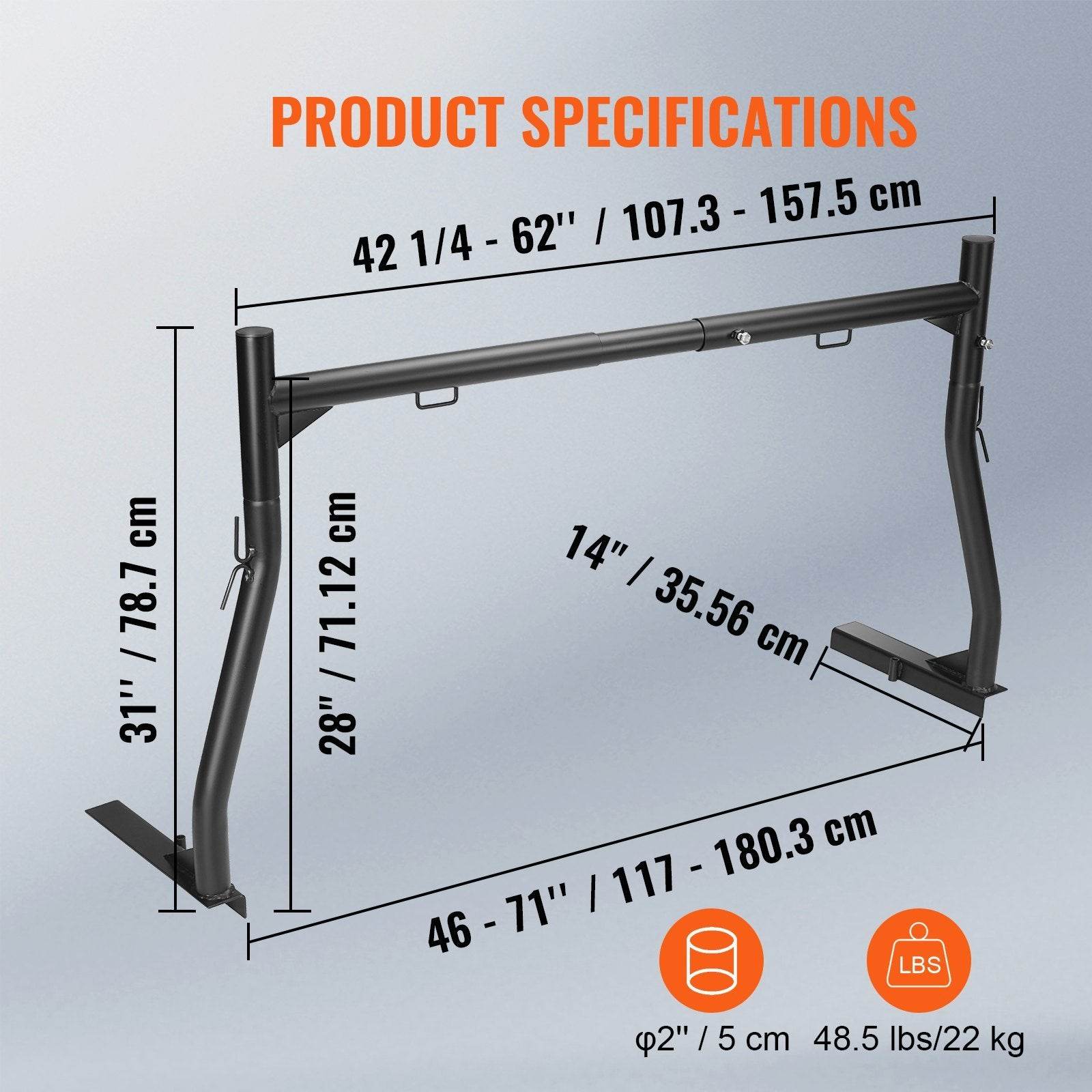VEVOR Extendable Truck Ladder Rack - Mahovastore