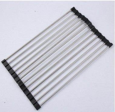 Folding Stainless Steel Kitchen Rack – Space-Saving Storage - Mahovastore