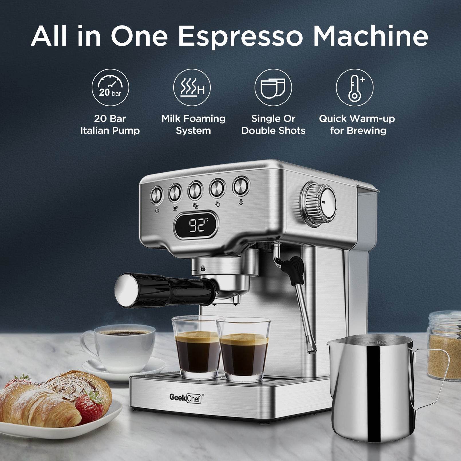 20 Bar Espresso Machine With Frother - Mahovastore