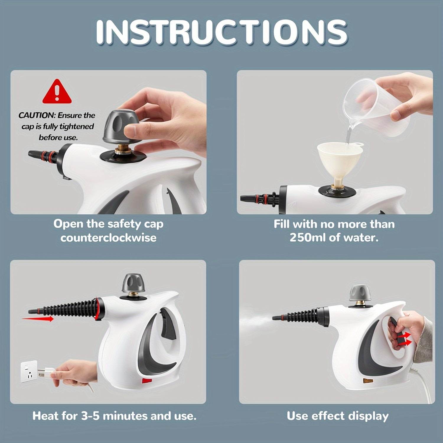 5-in-1 Portable Cleaning Steamer with 12 Accessories - Mahovastore