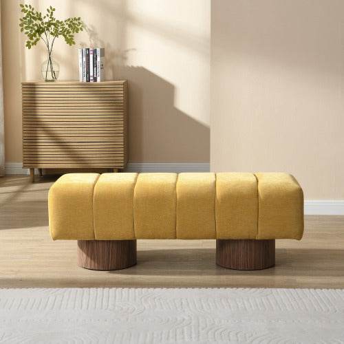 Upholstered Dining Bench with Wood Legs - Comfort Dining Bench Seat - Mahovastore