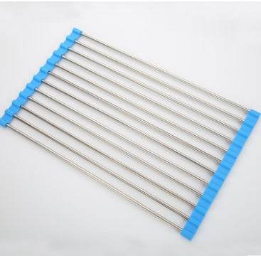 Folding Stainless Steel Kitchen Rack – Space-Saving Storage - Mahovastore