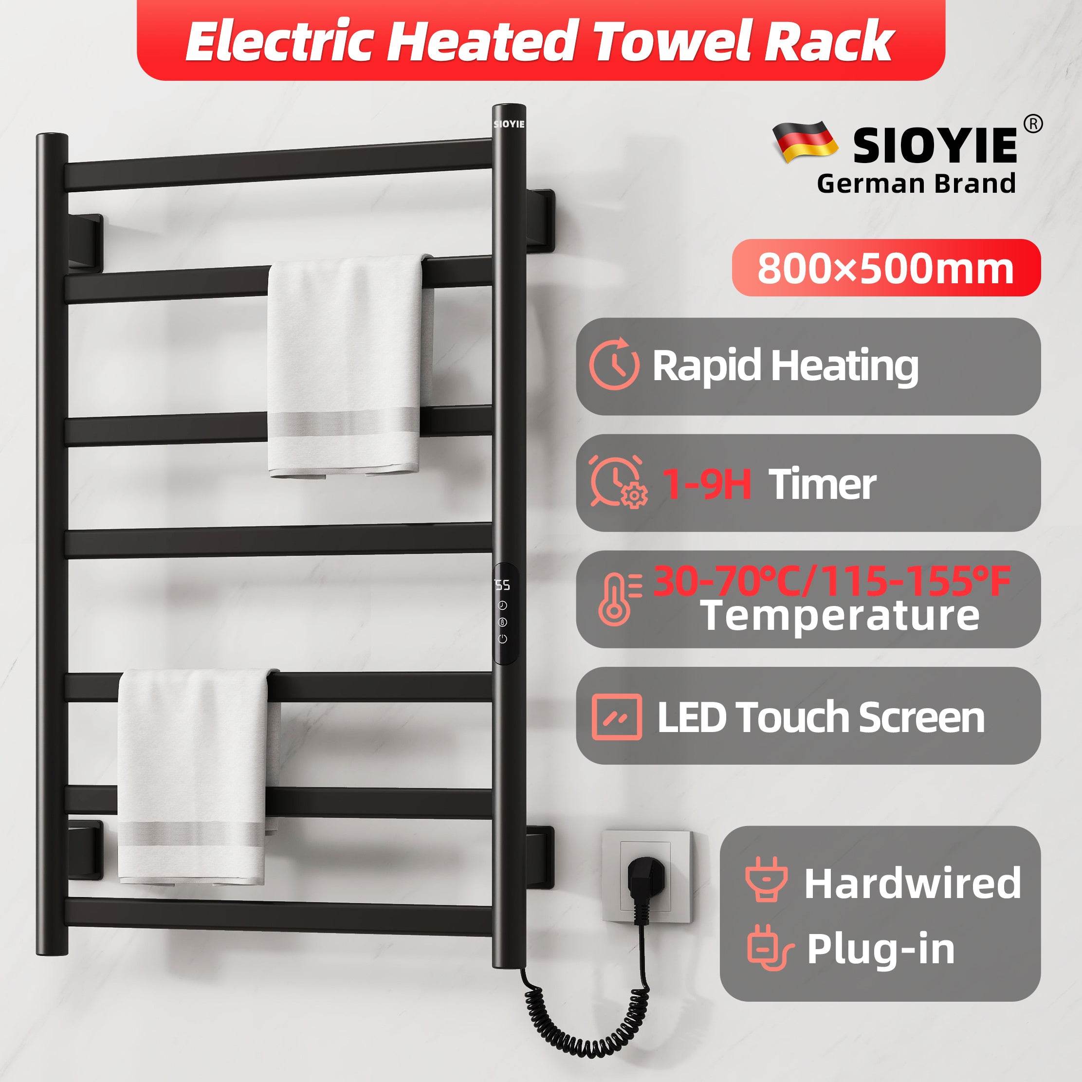 SIOYIE Electric Towel Warmer – Wall-Mounted for Easy Use - Mahovastore