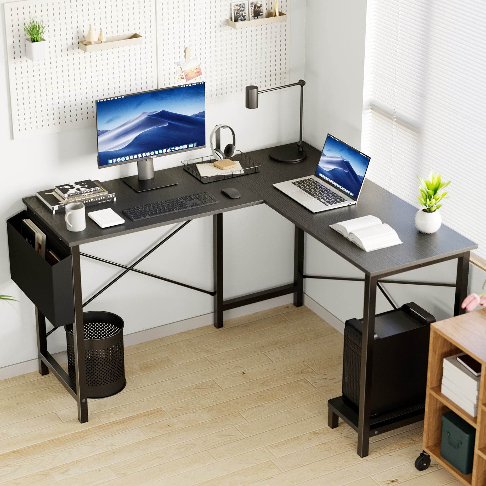 L-Shaped Computer Desk with Storage - Perfect Computer Shelf - Mahovastore