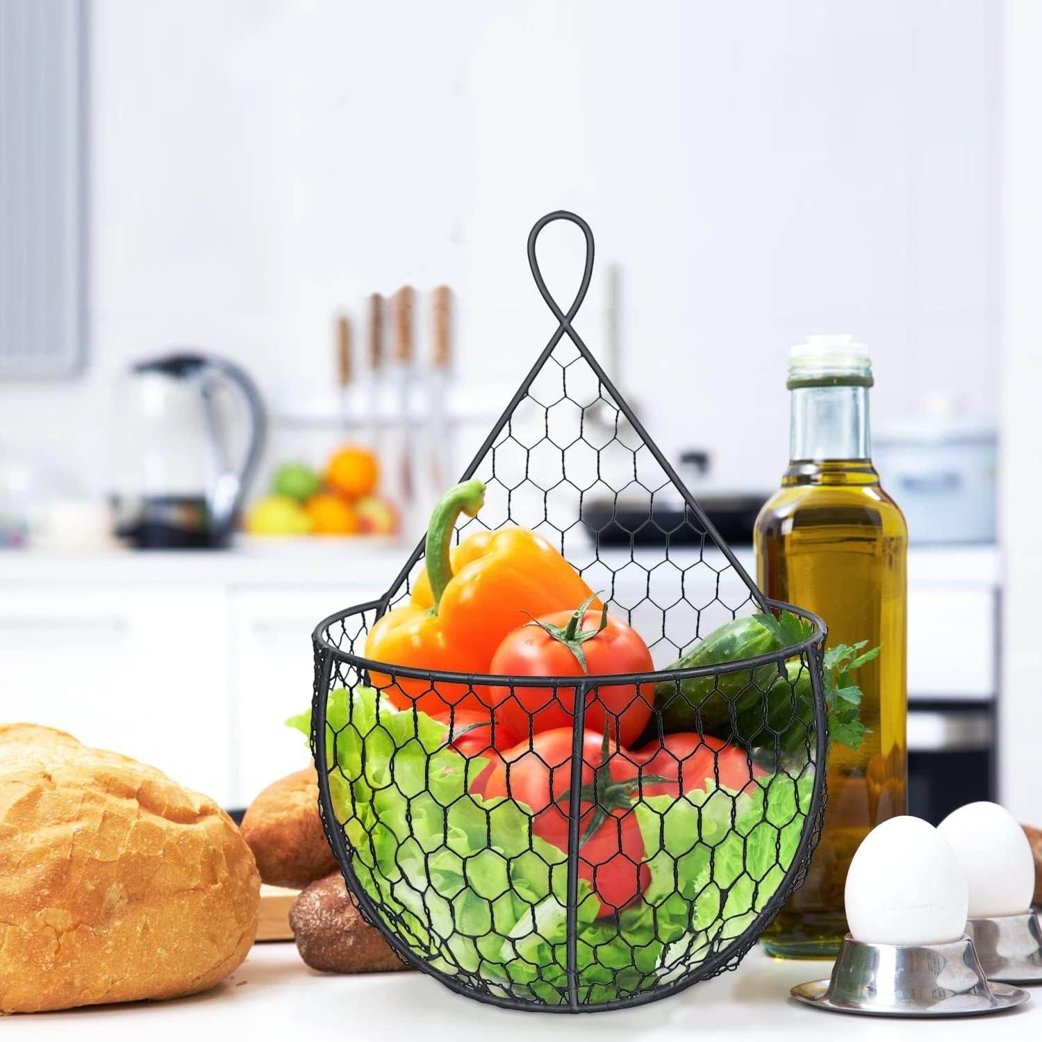 Set of 3 Wall Mounted Baskets for Convenient Hanging Storage - Mahovastore