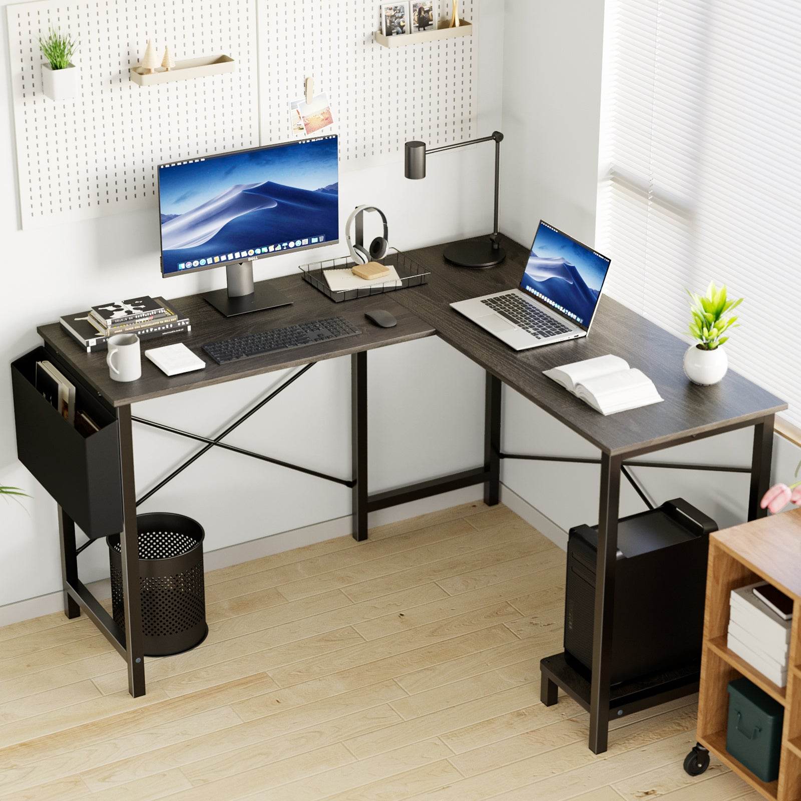 L-Shaped Computer Desk with Storage - Perfect Computer Shelf - Mahovastore