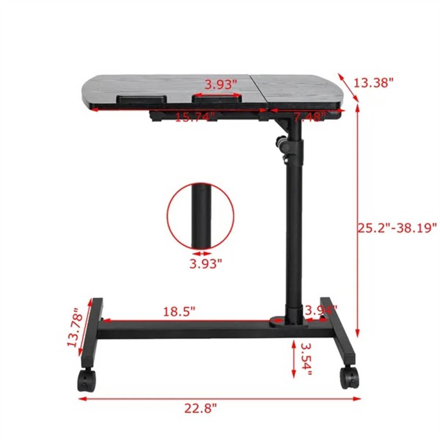 Height Adjustable Rolling Computer Desk with Wheels - Mahovastore