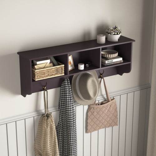 Espresso Wall Mounted Coat Rack - Mahovastore
