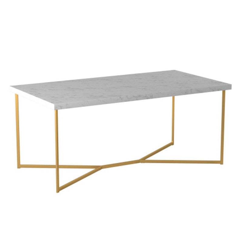 Modern Glam Faux Marble Coffee Table with Gold Metal Base - Mahovastore