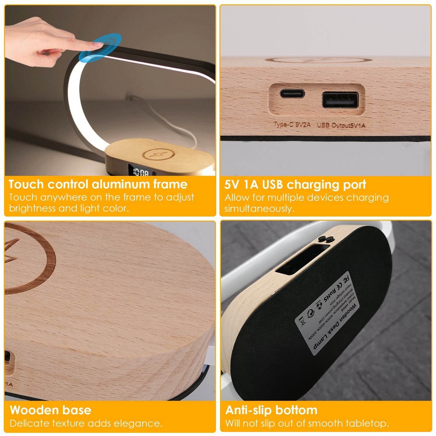 Touch Control Table Lamp with Wireless Charging – Modern LED - Mahovastore