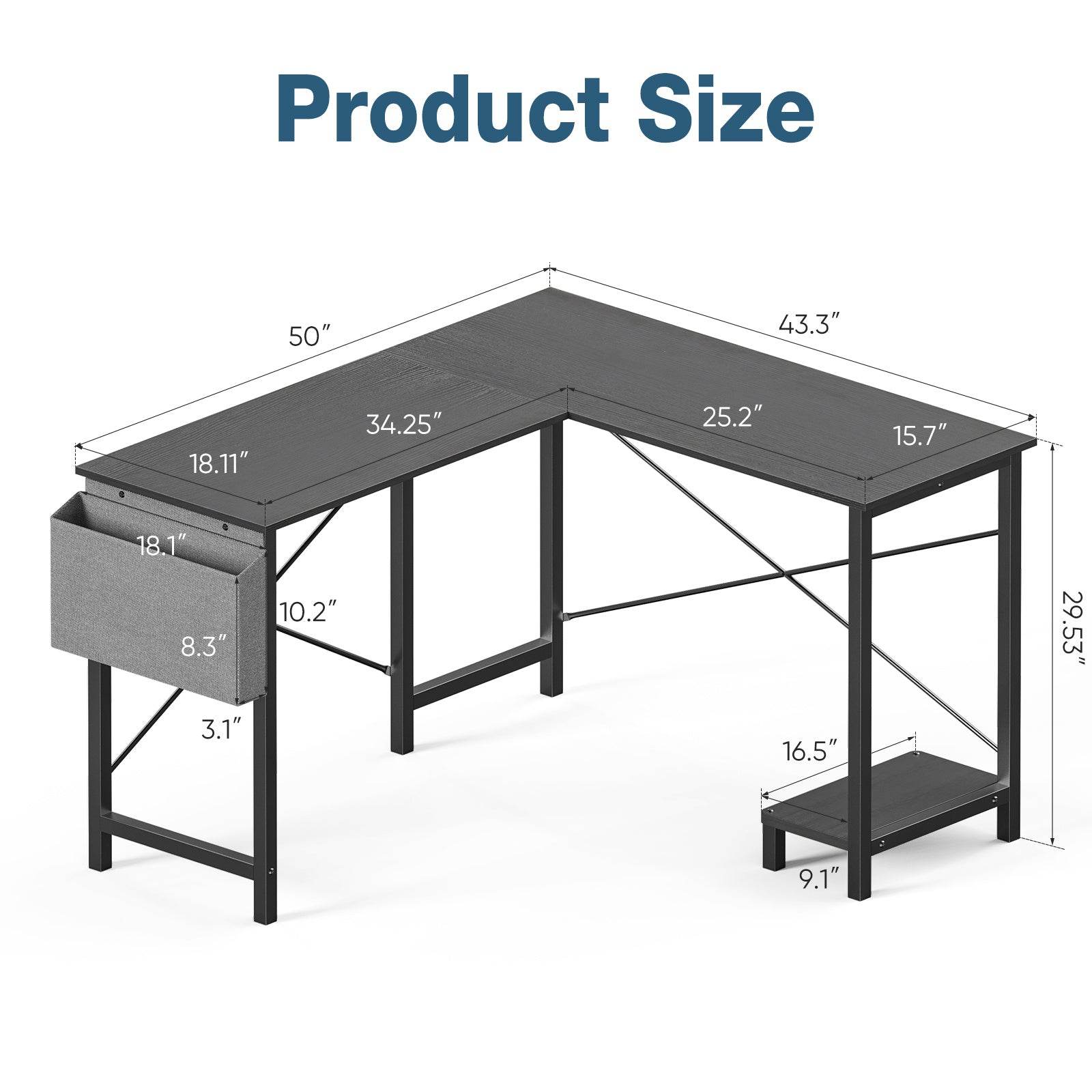 L-Shaped Computer Desk with Storage - Perfect Computer Shelf - Mahovastore