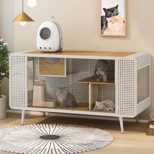 Spacious Cat House with Tempered Glass - The Cats House for Comfort - Mahovastore