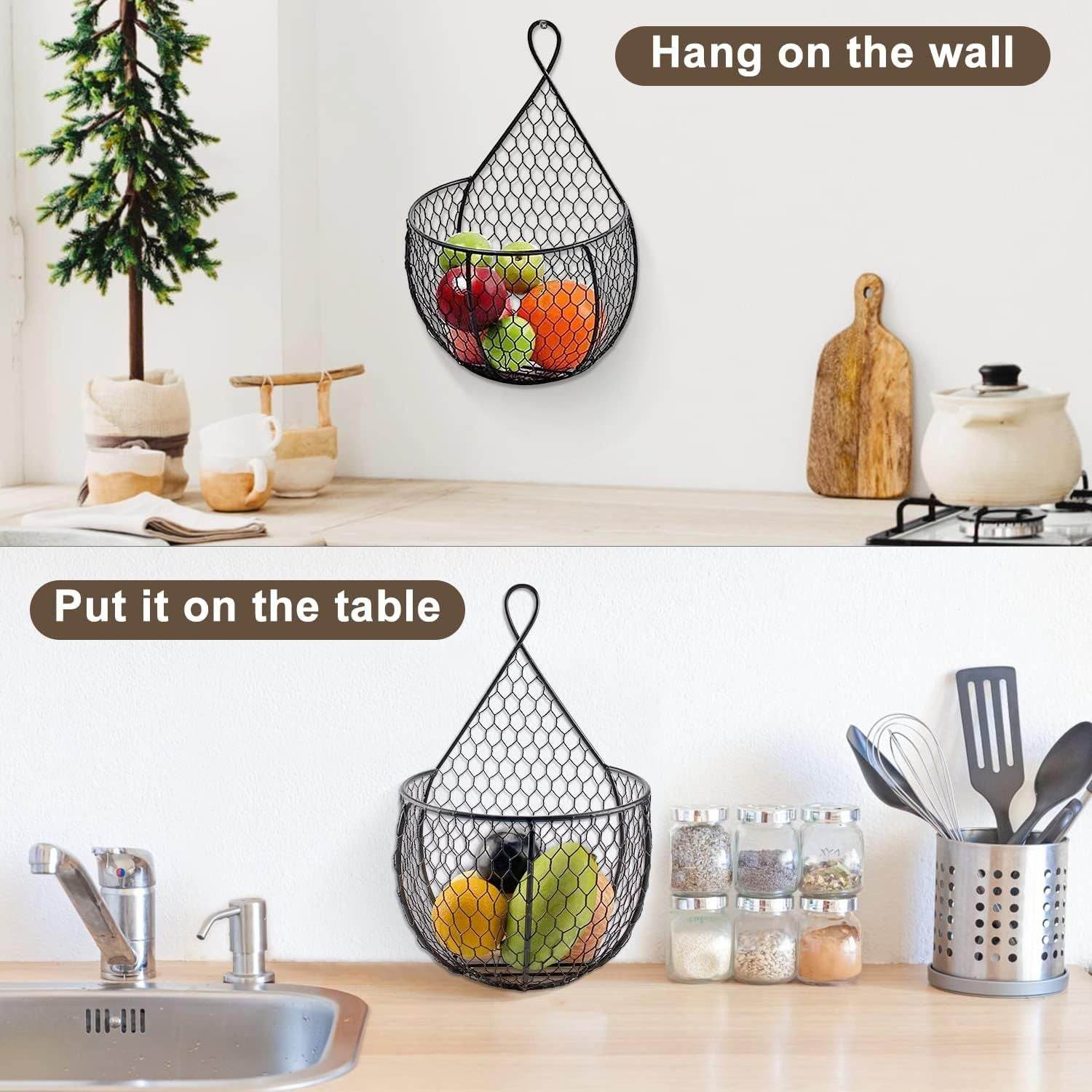 Set of 3 Wall Mounted Baskets for Convenient Hanging Storage - Mahovastore