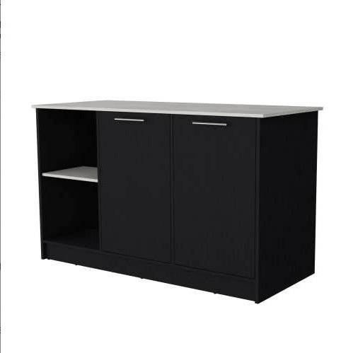 Black & Onyx Double Door Kitchen Island - Modern Kitchen Furniture - Mahovastore