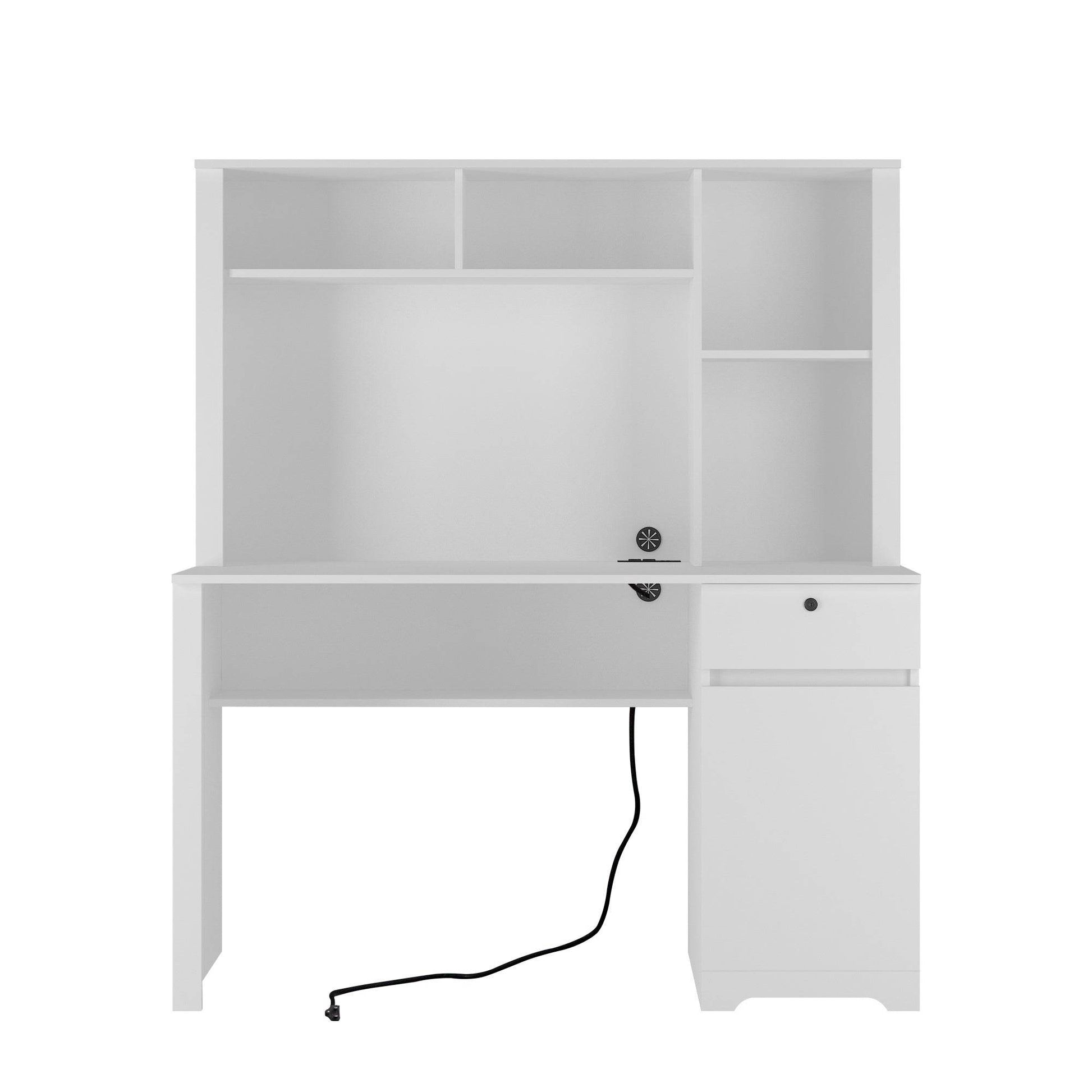 Executive Desk with Charging Station & Bookshelf - Mahovastore