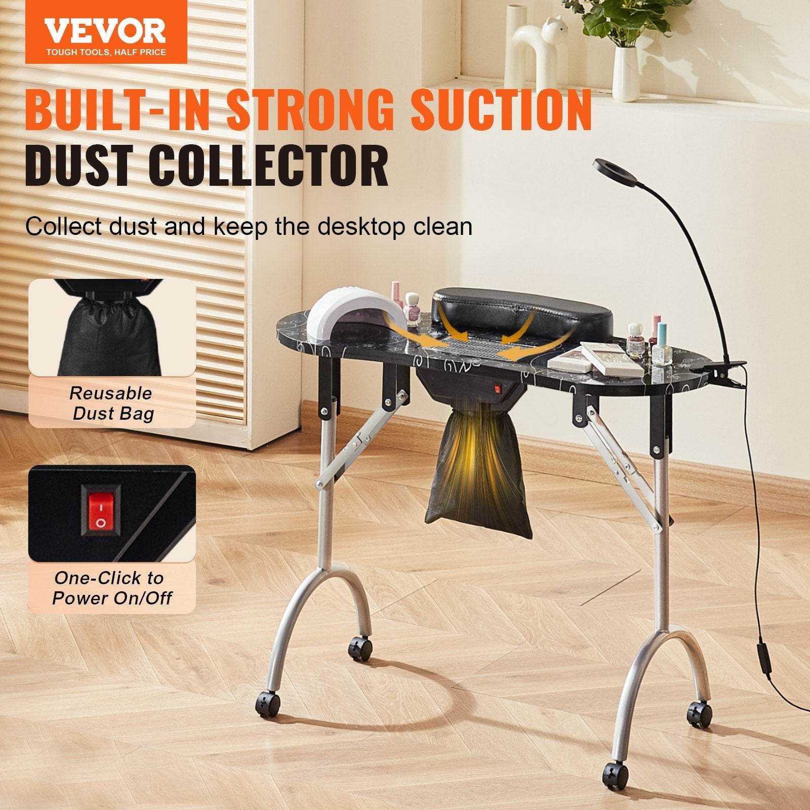 Portable Manicure Table with Electric Dust Collector – Compact - Mahovastore