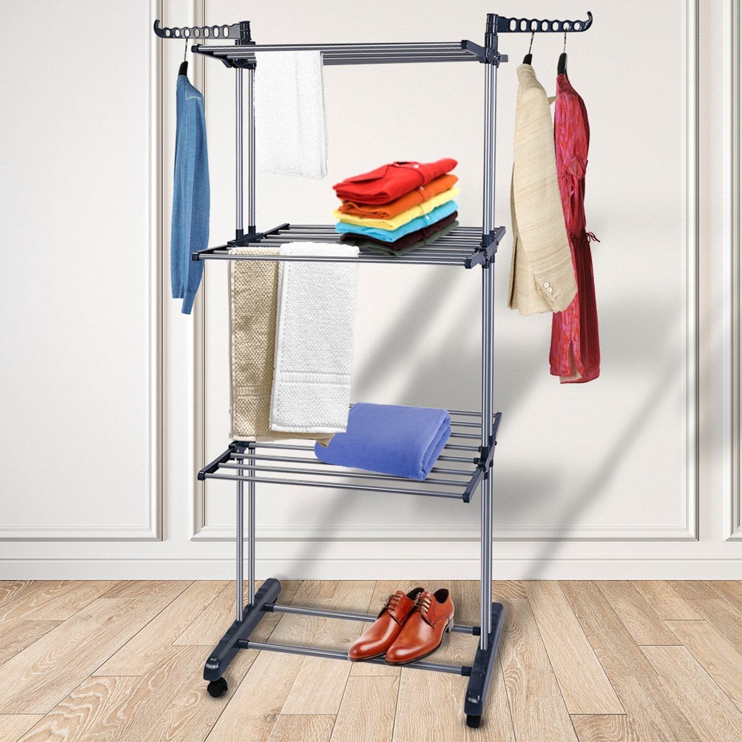 3-Tier Rolling Clothes Drying Rack - Mahovastore