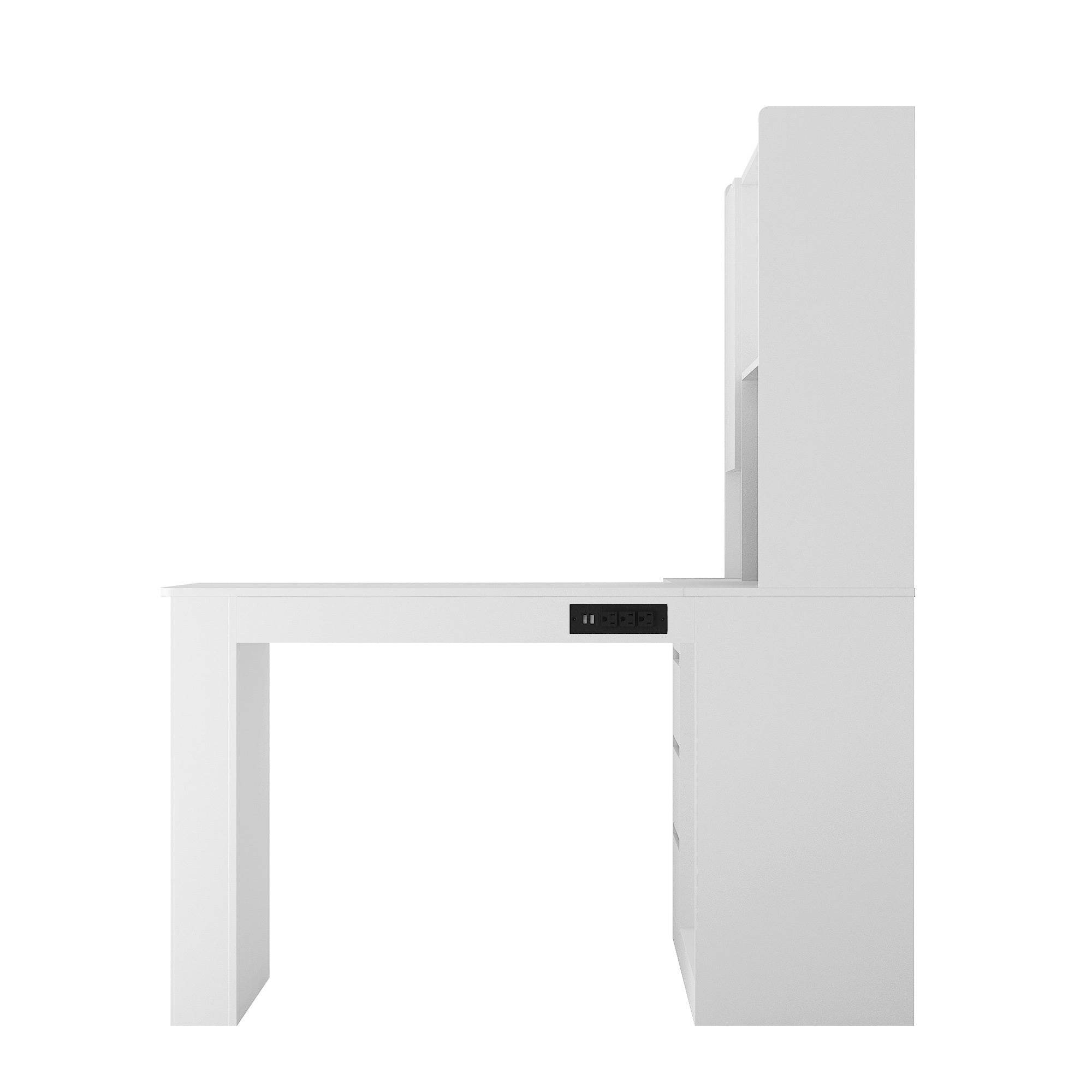 L-Shaped Desk with Charger - Mahovastore