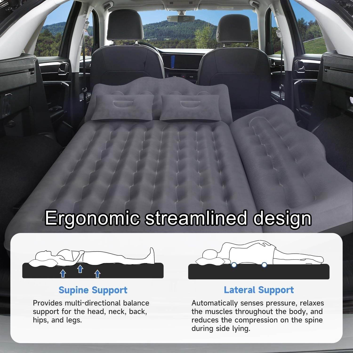 Car Air Mattress with 2 Pillows – Comfortable Travel Bed - Mahovastore