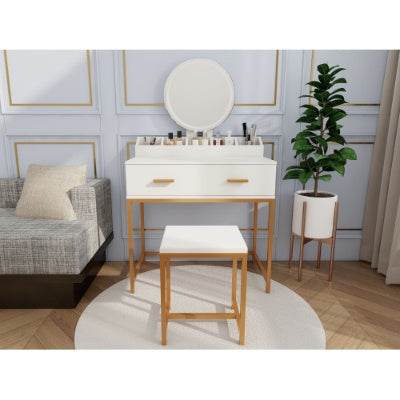 Modern White and Gold Vanity Set - Mahovastore