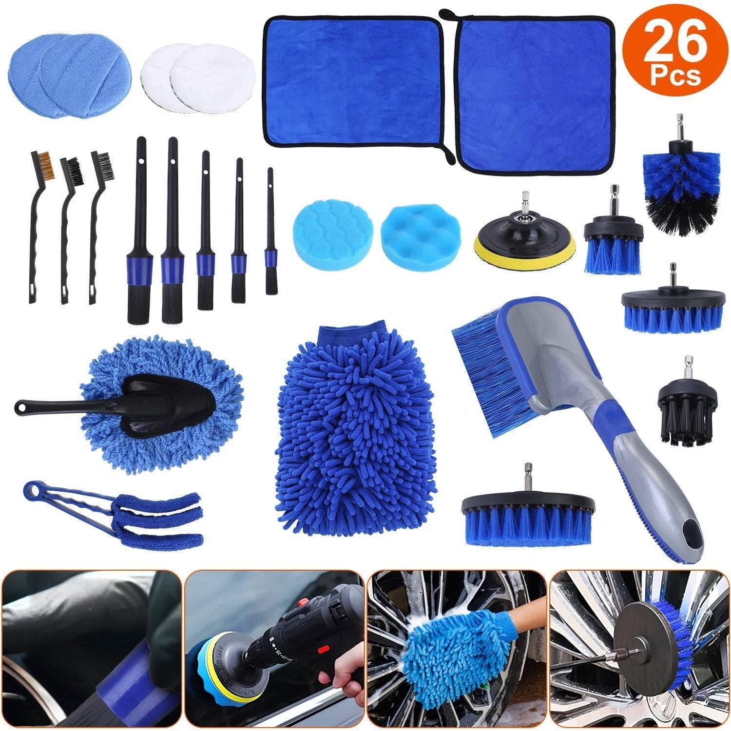 Car Detailing Brush Kit 26-Piece - Mahovastore